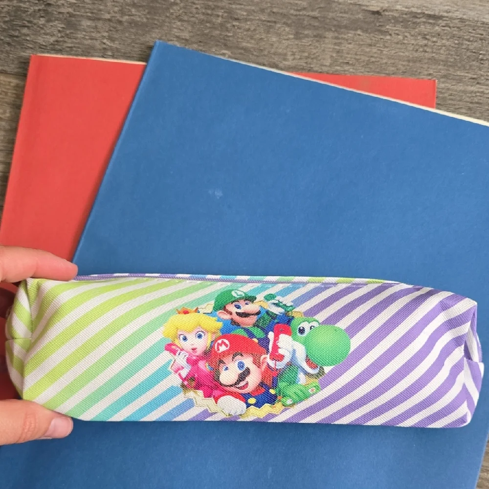 Striped Pencil Case‎ with Cartoon Characters